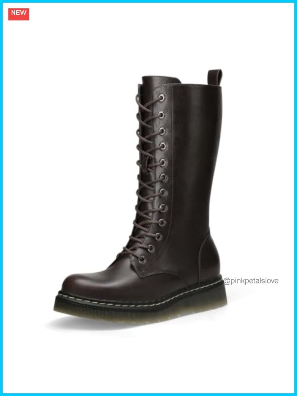Women's Combat Boots Lace Up Chunky Mid Calf with Side Zip